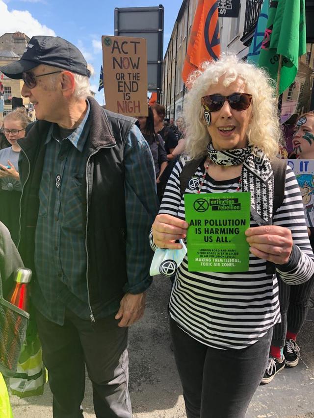 On the streets of Bahth with Liza Cody protesting toxic air.  17 August 2019